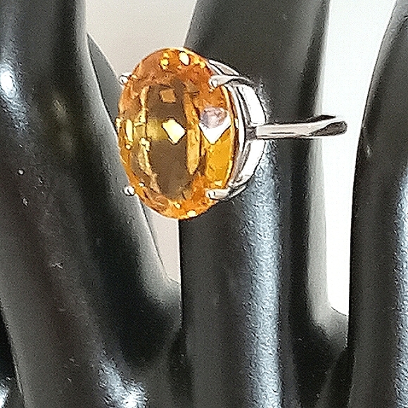 925 Sterling Silver Ring Sz 6 with Natural Citrine 16x12mm Gemstone - Picture 5 of 8